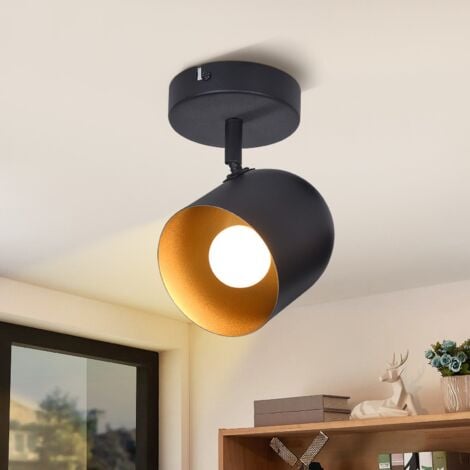 GBLY faretto da soffitto plafoniera vintage a 1 luce: E14 faretti retrò lampada da soffitto cucina in nero oro faretto industriale faretti da soffitto corridoio orientabile  - senza lampadina