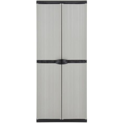 GBLY Garten-Lagerschrank mit 3 Böden Grau & Schwarz 68x40x168 cm