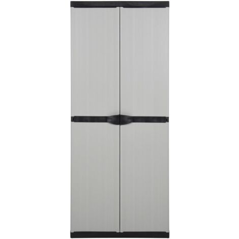 GBLY Garten-Lagerschrank mit 3 Böden Grau & Schwarz 68x40x168 cm