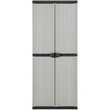 GBLY Garten-Lagerschrank mit 3 Böden Grau & Schwarz 68x40x168 cm