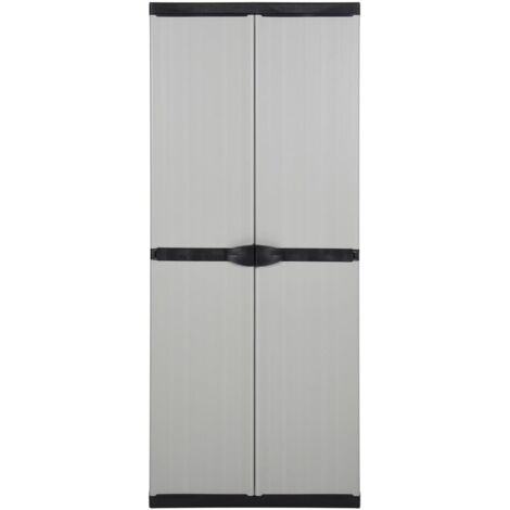 GBLY Garten-Lagerschrank mit 3 Böden Grau & Schwarz 68x40x168 cm