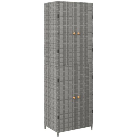 GBLY Gartenschrank Grau 59x40x180 cm Poly Rattan