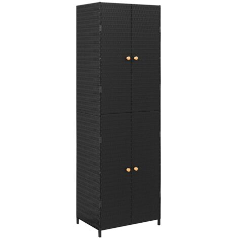 GBLY Gartenschrank Schwarz 59x40x180 cm Poly Rattan
