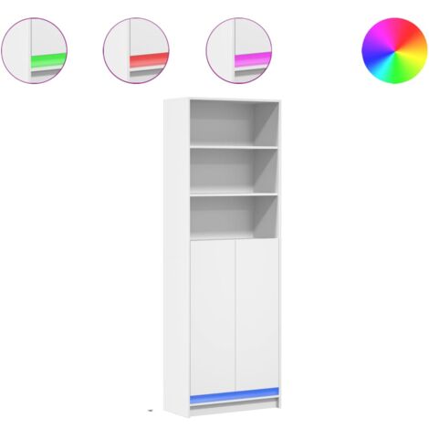 GBLY Highboard mit LED-Beleuchtung Weiß 69x32,5x200 cm Holzwerkstoff