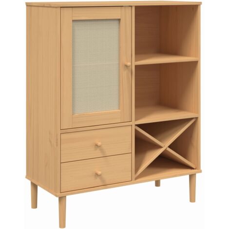 GBLY Highboard SENJA Rattan-Optik Braun 90x40x112 cm Kiefernholz