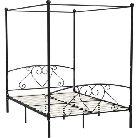 GBLY Himmelbett-Gestell Schwarz Metall 160 x 200 cm