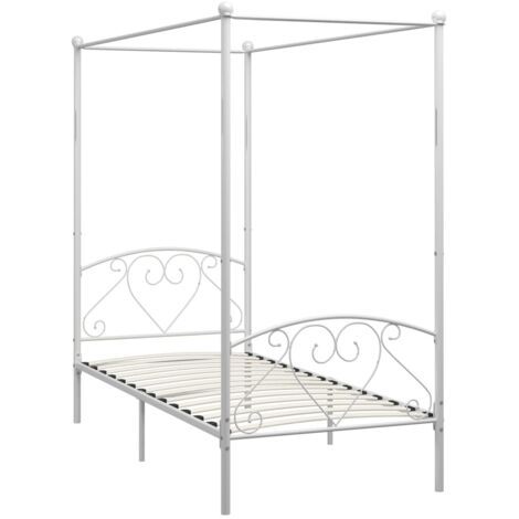 GBLY Himmelbett-Gestell Weiß Metall 90 x 200 cm