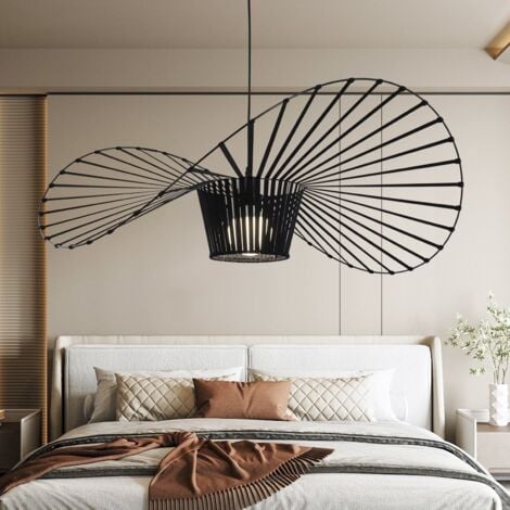 GBLY Lampadario a sospensione, lampada a sospensione creativa a forma di cappello, lampadario da salotto a LED retrò per interni, nero, 140 cm.