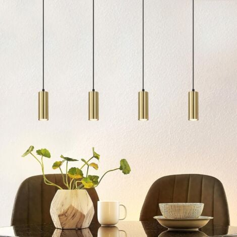 GBLY Lampadario a sospensione per tavolo da pranzo, con 4 luci - Moderna lampada industriale a sospensione in metallo Gu10 nero e oro,  il bar, la camera da letto e l'isola della cucina