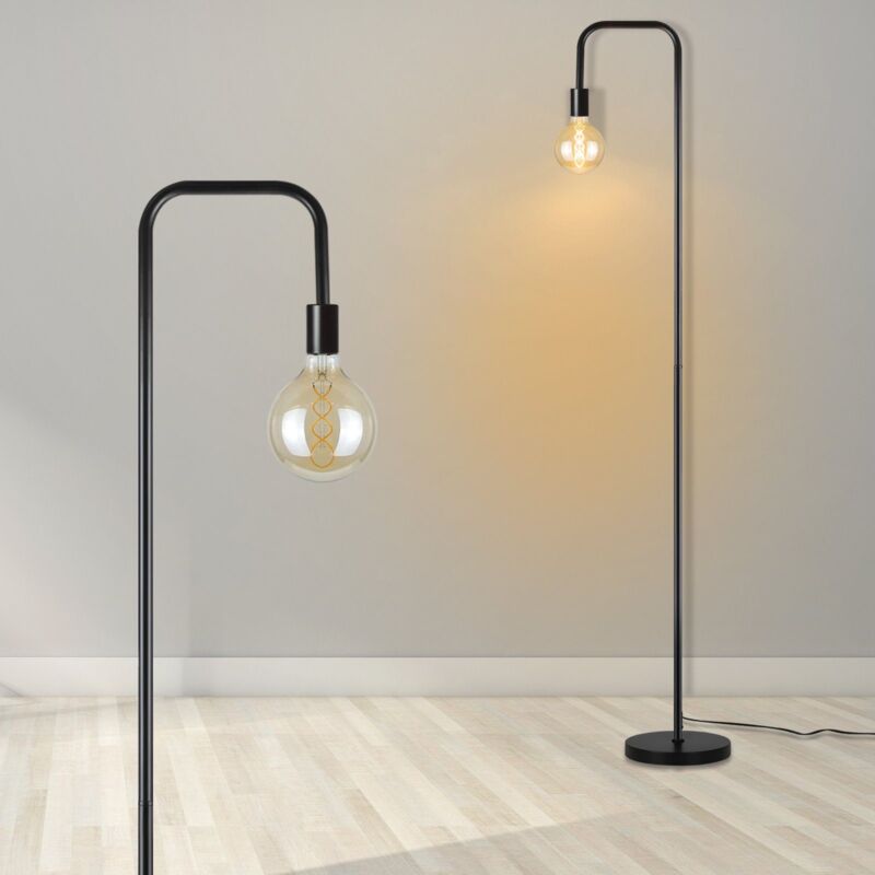 Image of Lampadario vintage da salone Lampadario nero con interruttore in metallo piedificato industriale E27 Lampadario design lampada da salone per camera