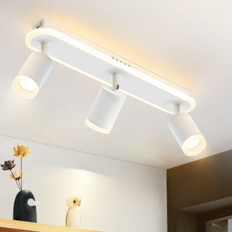 GBLY Lámpara de Techo Blanco 3 Llamas - Lámpara de Techo LED 16W Metal Giratorio 330° Foco de Techo Moderno para Dormitorio Pasillo Comedor Cocina sin Bombilla GU10