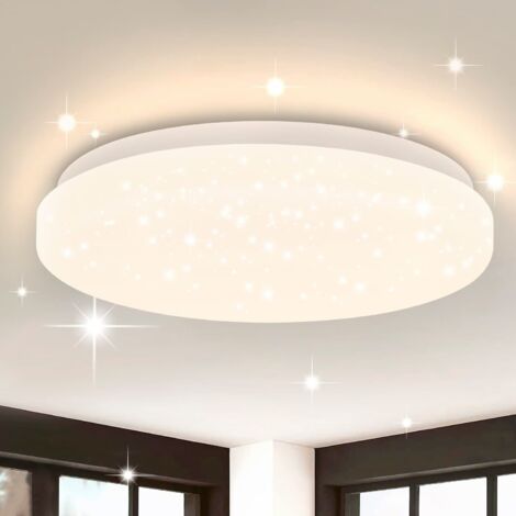 GBLY Lámpara de Techo LED - Lámpara de Dormitorio con Cielo Estrellado de 15 W, Blanco cálido, 21 cm, lámpara de Cocina con Purpurina, iluminación de Techo Redonda y pequeña con Estrella