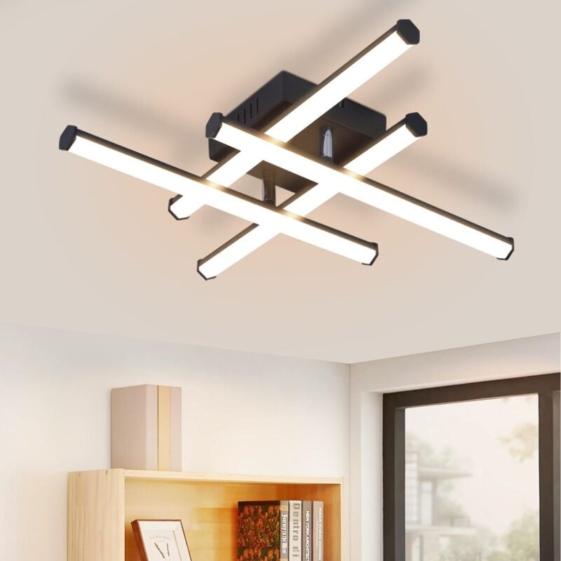 Gbly - Lámpara de techo para salón y dormitorio: Lámpara de salón moderna de color negro de 24W, lámpara de dormitorio con diseño interior, lámpara