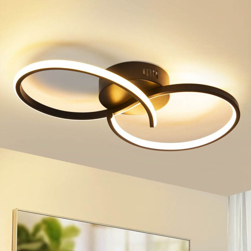 Gbly - Lámpara de techo para salón y habitación: Lámpara de salón moderna de color negro de 12W, lámpara de diseño interior a 3000K, lámpara de