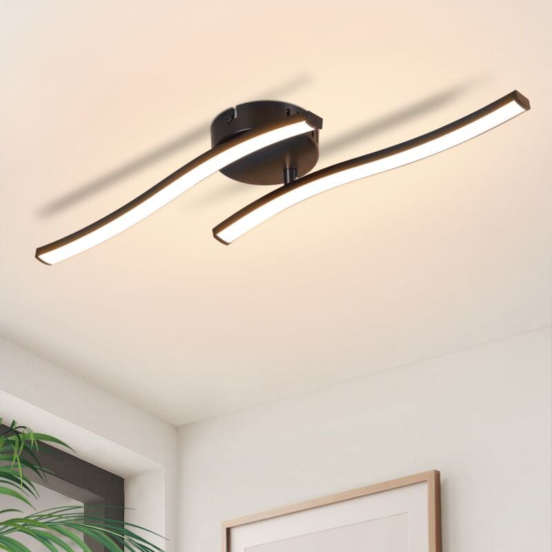 Gbly - Lámpara de Techo Sala de Estar: Lámpara de Dormitorio Moderna Lámpara de Sala de Estar Negra de 12 w Ondas de 3000 k Diseño de Interiores led