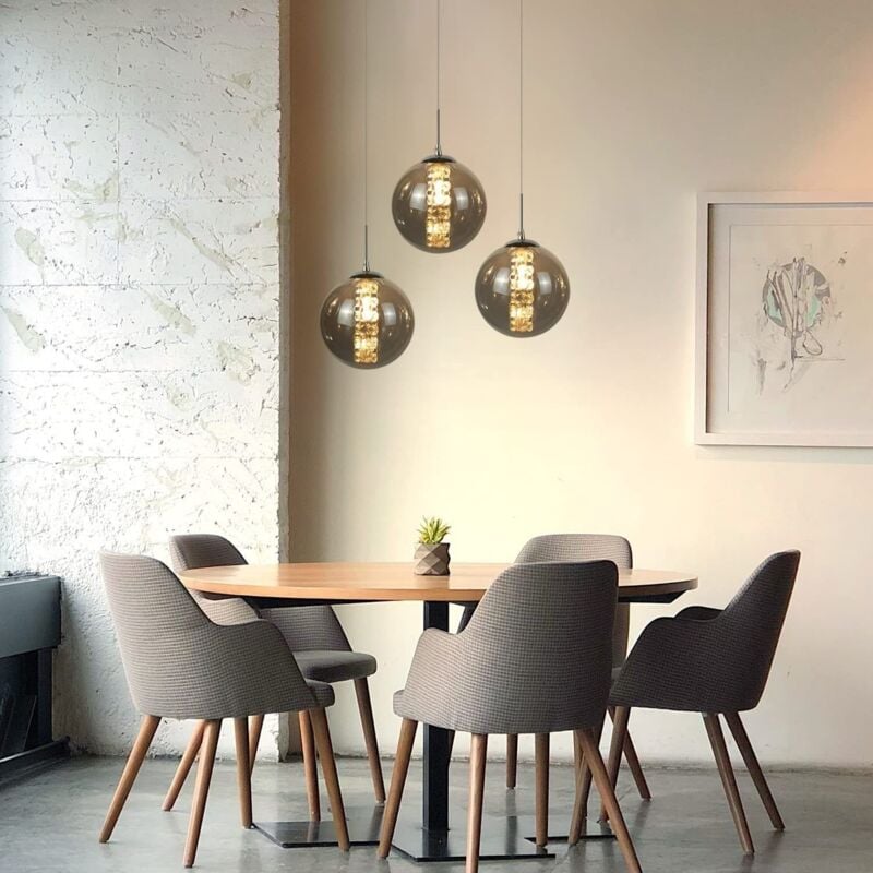 Lampe à Suspension Moderne - Lampe de Salle à Manger Lampe à Suspension réglable en Hauteur à 3 Lampes en Verre Lampe de Table à Manger de Couleur