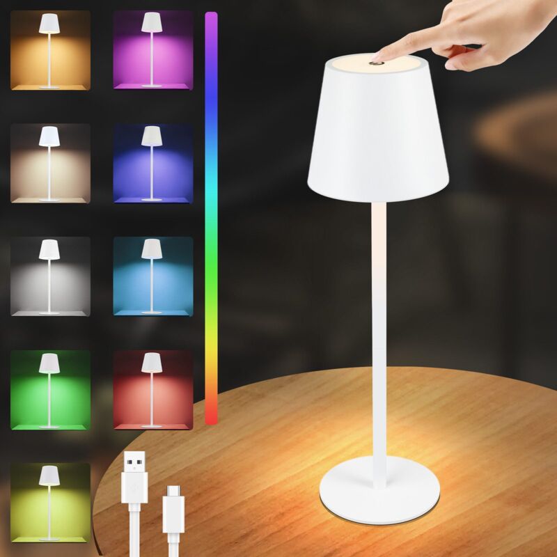 Gbly - Lampe de Chevet à Batterie led - Lampe de Table d'extérieur sans Fil 2600mhA 6 Couleurs rgb Tactile à intensité dimmable Lampe à Batterie