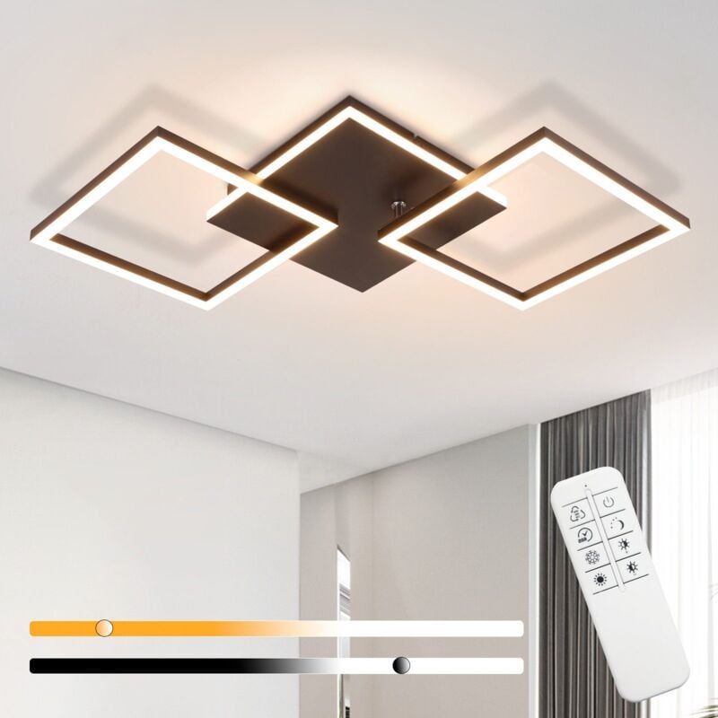 Lampe de plafond led Lampe de plafond de salon - 32W Dimmable Lampe de salon Moderne Design Noir Lampe de cuisine avec télécommande Lampe de couloir