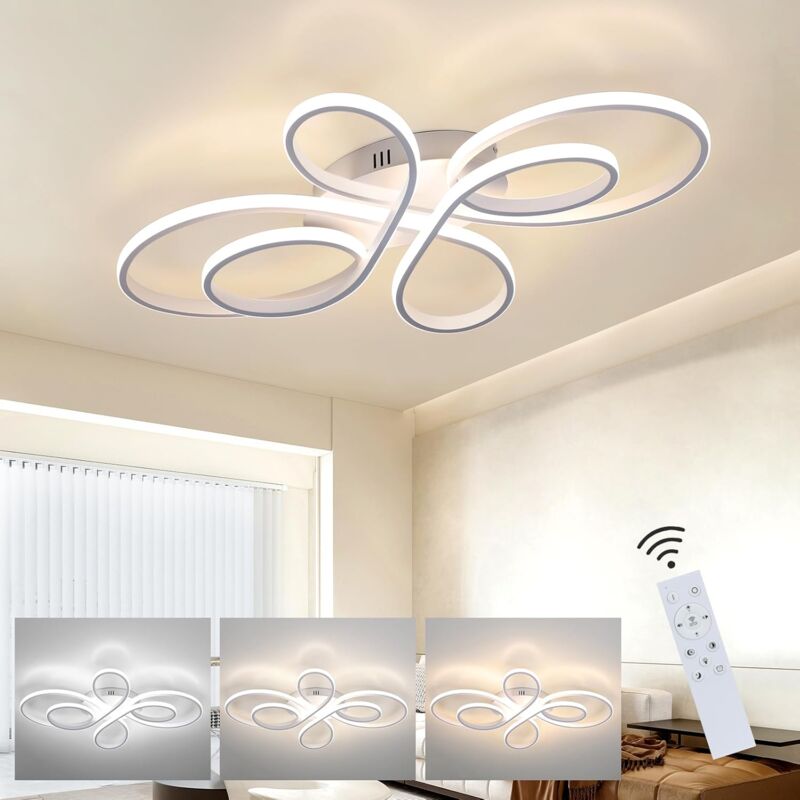 Lampe de plafond led réglable en intensité - Lampe de salon de 80 cm, 78 w, moderne, lampe de chambre à coucher avec télécommande, éclairage de