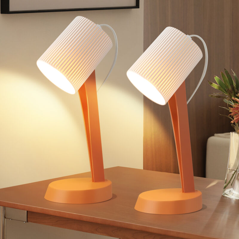 Gbly - Lampe de table , lampe de chevet avec câble - Set de 2 lampes de table, petite lampe orange E14, lampes de table modernes de style campagnard