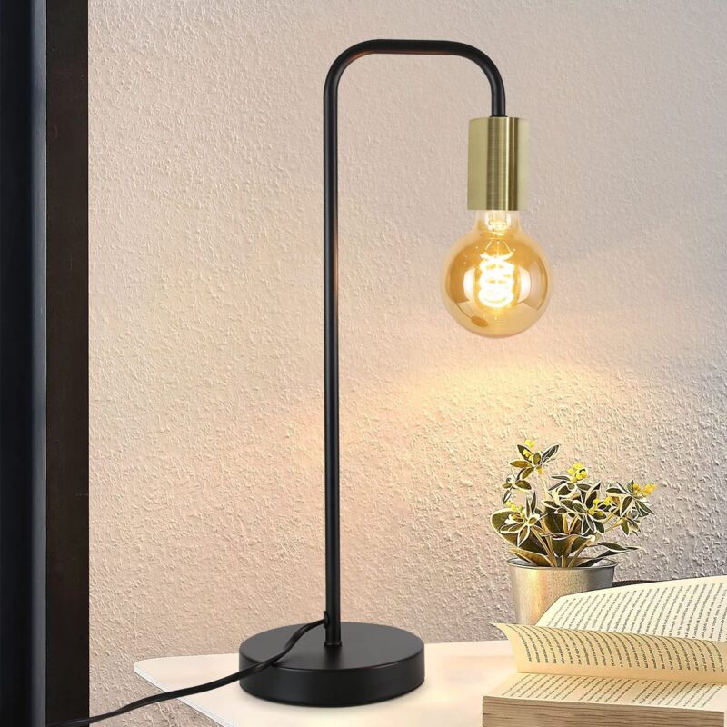 Lampe de table Lampe de chevet vintage pour salon - Noir doré Lampe de table industrielle E27 Lampe de table pour enfants dans la chambre Veilleuse