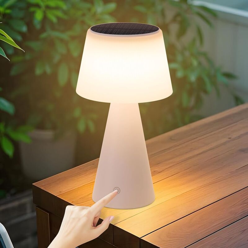 GBLY Lampe de table solaire, lampe de chevet rechargeable par batterie, lampe de table LED sans fil, 3600 mAh, rechargeable, touch, dimmable,