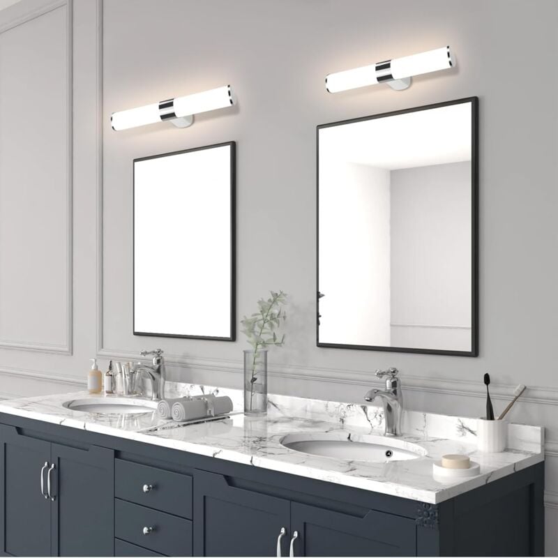 Lampe miroir led, lampe armoire, applique salle de bain, lumière blanche neutre 4000 Kelvin, 8W, étanche IP44, largeur 400mm - 2ER - Gbly