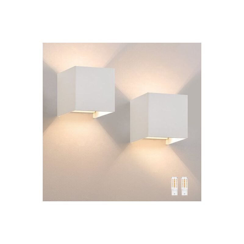 Lampe murale led Intérieur/Extérieur : set de 2 lampes extérieures blanc chaud IP65 Lampes murales extérieures G9 Blanc Luminaire,maison chambre