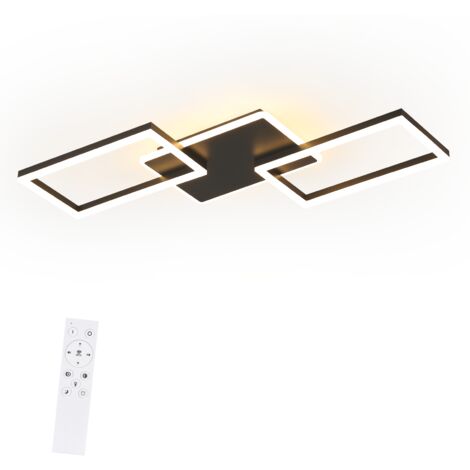 GBLY Lampe plafonnier LED pour salon - Lampe de plafond grande noire pour salon, dimmable avec télécommande, 63W, lampe de chambre moderne en métal, lampe de cuisine, 80CM, pour chambre à coucher, cui