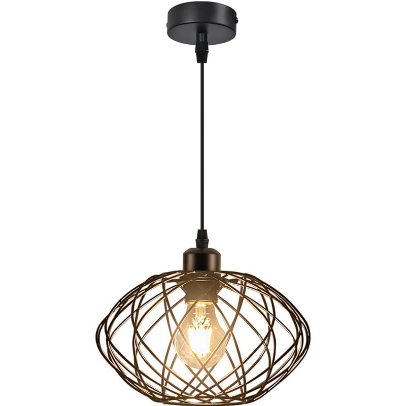 Gbly - Lampe Suspendue Industrielle Noire Suspension - Lampe Suspendue en Métal Vintage E27 Lampe Suspendue Rétro Lampe de Salle à Manger Cuisine