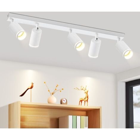 GBLY LED Deckenstrahler Küche Deckenlampe: 5 Flammig Küchenlampe Modern Deckenleuchte Schwenkbar GU10 Spots Flurlampe Ihnen Deckenspots Weiß für Flur Esszimmer Wohnzimmer, Ohne Leuchtmittel