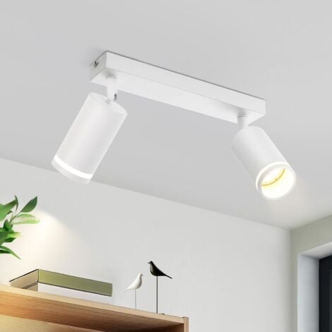 GBLY LED Deckenstrahler Weiß Deckenlampe: 2 Flammig Deckenleuchte Spots GU10 Schwenkbar Wandstrahler Innen Flurlampe Metall Deckenspots für Wohnzimmer Küche Schlafzimmer, Ohne Leuchtmittel