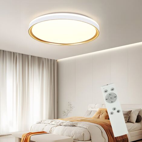 GBLY LED Plafoniera Camera da Letto - Diametro 30 cm Lampada da Camera Dimmerabile con Telecomando 18 W Illuminazione Soggiorno Lampada da Soggiorno Moderna Rotonda Bianca Oro per Corridoio Cucina