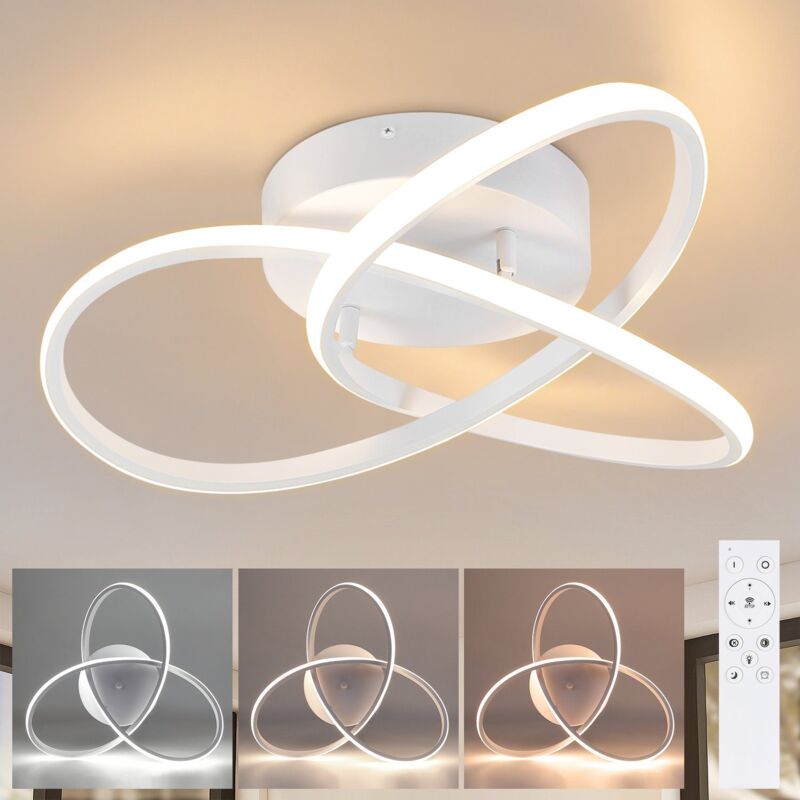 Led Plafonnier Dimmable Plafonnier - 33W Lampe de chambre à coucher Moderne avec télécommande Lampe de salon Blanc - 40CM Lampe design géométrique