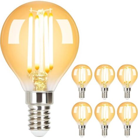GBLY Packung mit 6 LED-Leuchtmitteln E14 Vintage-Lampe – G45 Edison-Retro-Leuchtbirne 2700K 4W Warmweiße Filament-Leuchtbirne Antikes Glas Energiesparlampe für Hotel, Haus, Café, Bar