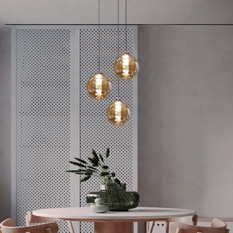 GBLY Pendelleuchte esstisch Pendellampe Höhenverstellbar Kronleuchter Hängeleuchte 3-Flammig aus Glas in Farbe Bernstein Küchen Wohnzimmerlampe Schlafzimmerlampe Flurlampe