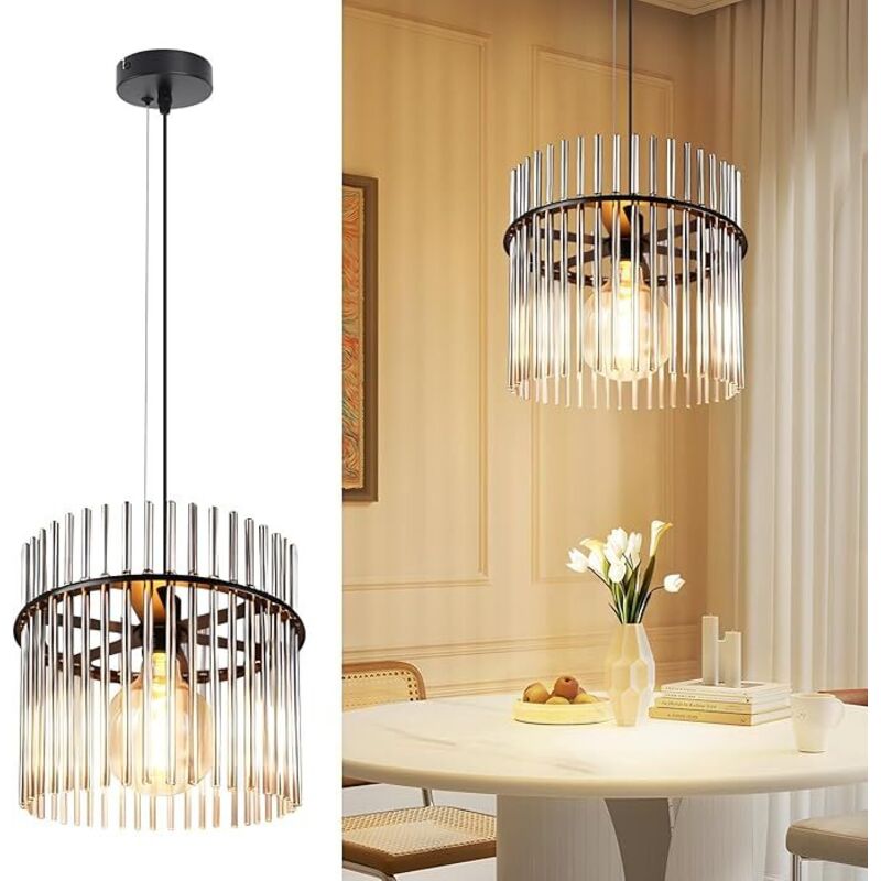 GBLY Pendelleuchte Noire 1 Flamme E27 Verre Ø 30 cm Retro Pour Table à Manger Salle à Manger Chambre Café Bar Cuisine Sans Ampoule
