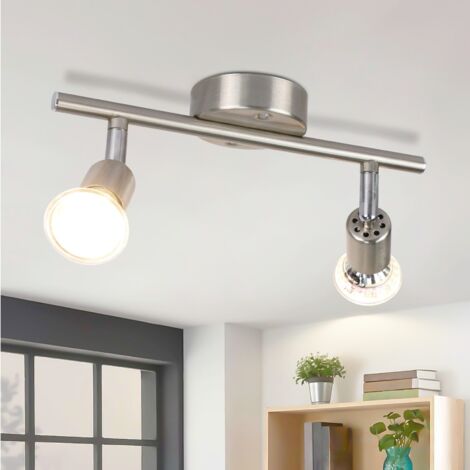 GBLY Plafón LED 2 Focos de Techo Orientables GU10 - Focos de Techo 2 Bombillas Aplique de Pared Plafón de Baño Cocina Pasillo Dormitorio Bombillas Incluidas