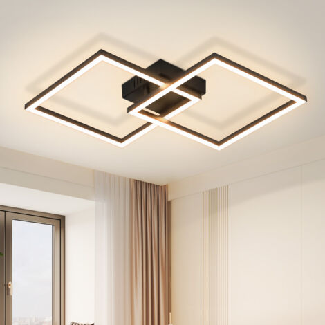 GBLY Plafoniera a LED per camera da letto - Lampada da soggiorno da 24 W, lampada da cucina, lampada da pranzo moderna, bianco caldo, plafoniere quadrate nere per soggiorno, cameretta dei bambini