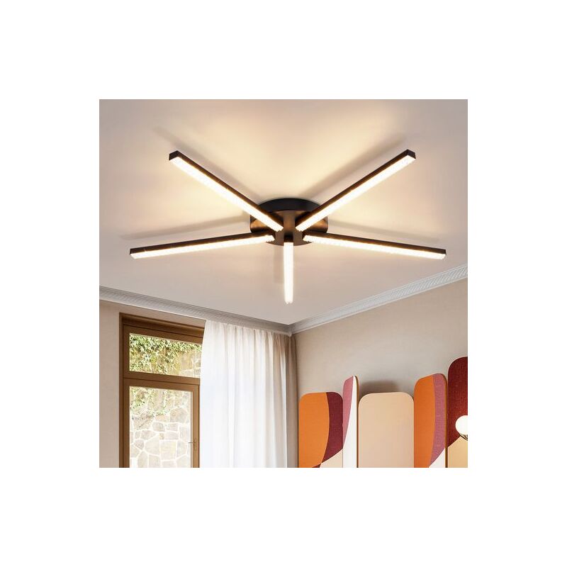 Image of Gbly - Plafoniera led 24W bianco caldo lampada da soggiorno - lampada da soffitto nero 3000K luce moderna cristallo metallo lampada da soffitto per