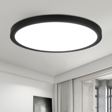 GBLY Plafoniera LED Piatta - Diametro 30 cm - Plafoniera 24 W - Rotonda, Nera, 6000 K - Illuminazione da soffitto moderna per cucina, corridoio, camera da letto