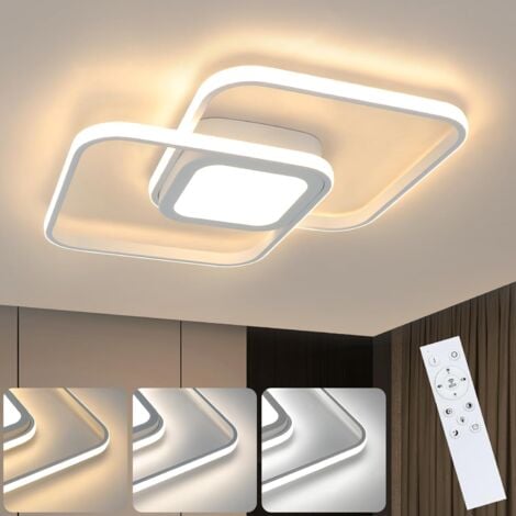 GBLY Plafoniera, Plafoniere Modernea LED dimmerabile - 48W lampada da soffitto per camera da letto con telecomando in metallo per soggiorno, cucina, sala da pranzo， bianco