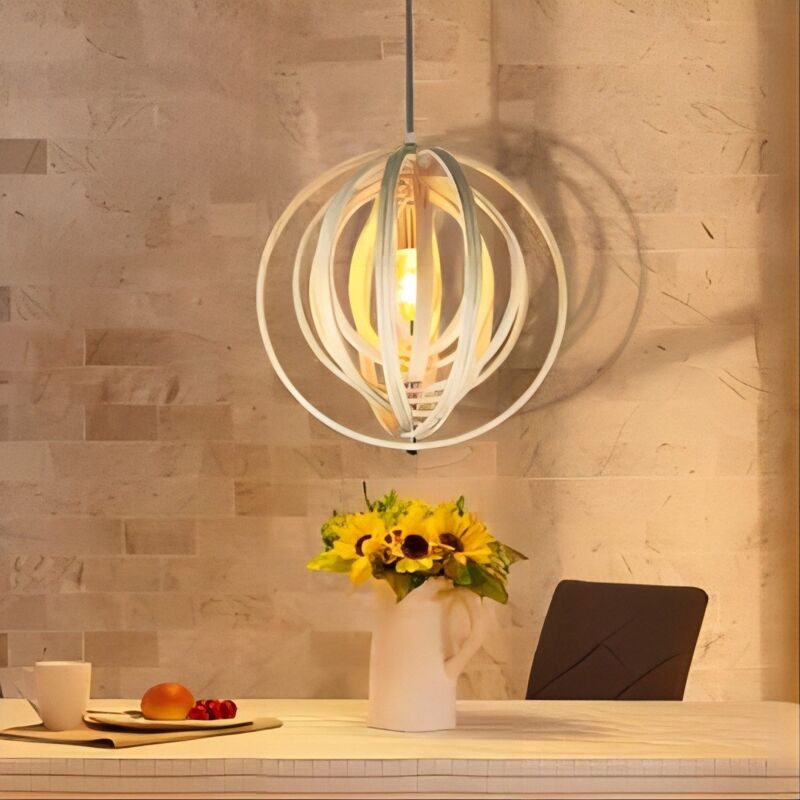 Image of Plafoniera, Tavolo in Legno, Plafoniera per Sala da Pranzo 1-40 cm, Plafoniera Fiammeggiante Regolabile in Altezza, Attacco E27 - Plafoniera per Sale