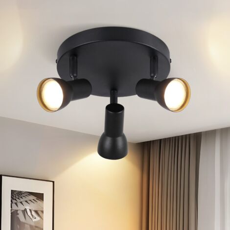 GBLY Plafonnier 3flammig Lampe de plafond Couloir - Noir Plafonnier Design moderne Rond Spot intérieur Plafonnier Métal GU10 Pivotant pour chambre à coucher Salon Cuisine (Sans ampoule)
