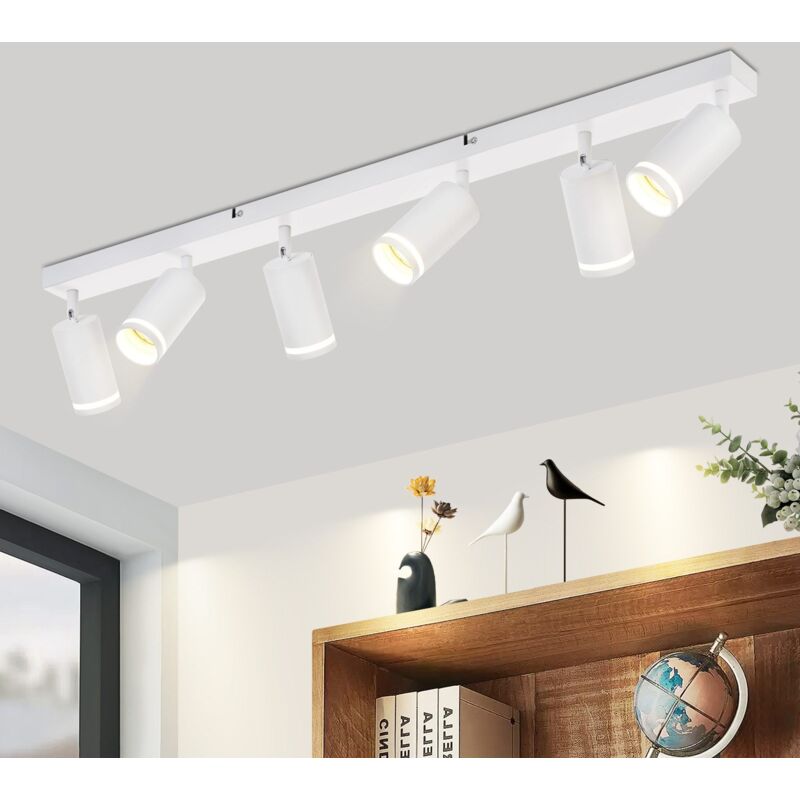 Plafonnier 6 Spots de plafond spot noir Spot strip , pour Couloir Cuisine Salle à Manger Salon Chambre, 6x douilles GU10, LxPxH 83x17x5cm - Gbly