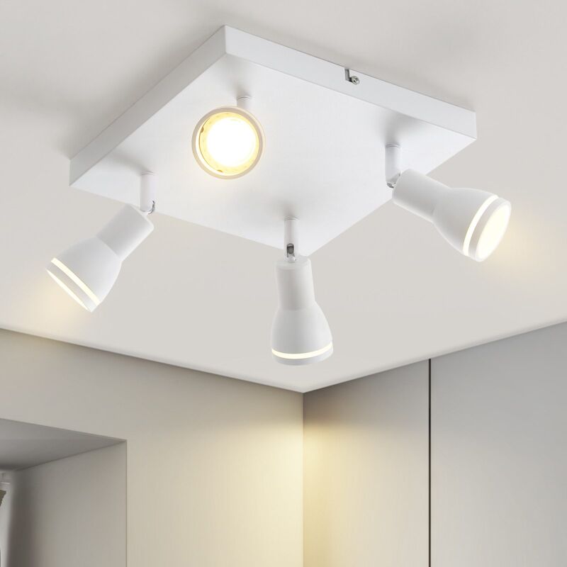 Plafonnier Blanc Couloir : 4 Spots de plafond Métal GU10 Spots Couloir Pivotant Spots muraux Intérieur pour cuisine bureau salon chambre à coucher,