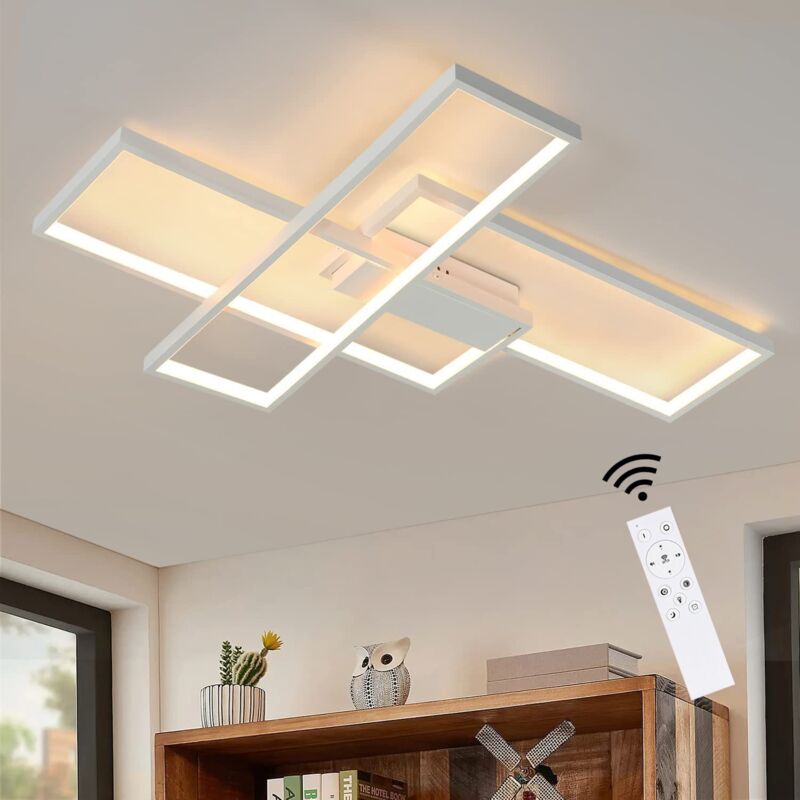 Gbly - Plafonnier Dimmable, 65x47x7.5cm, 3 Carrés Plafonniers led blanc Modernes avec Télécommande, 65W Acrylique Encastré Éclairage Lampe de Plafond