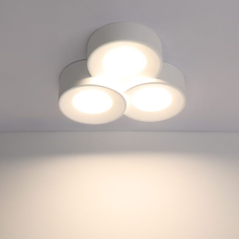 Plafonnier encastré Spot encastré blanc : Projecteur encastré rond Lampe de plafond Couloir Moderne Spots de plafond 3 flammes GX53 Max.10W pour