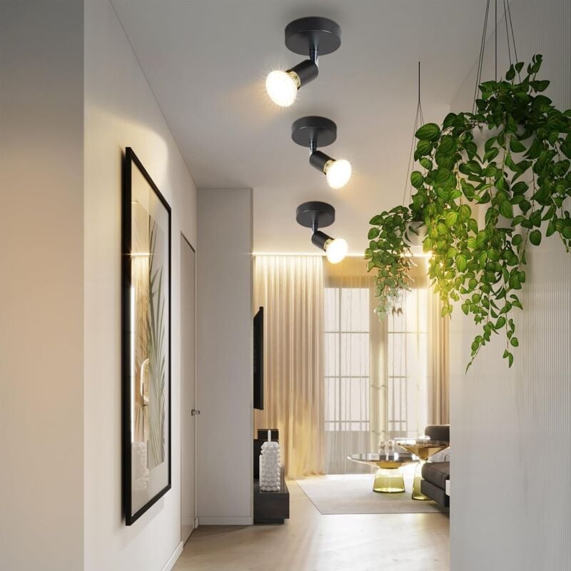 Plafonnier led - spot de plafond orientable 1 flamme GU10 lampe de couloir spot industriel orientable 350° spot mural pour cuisine couloir