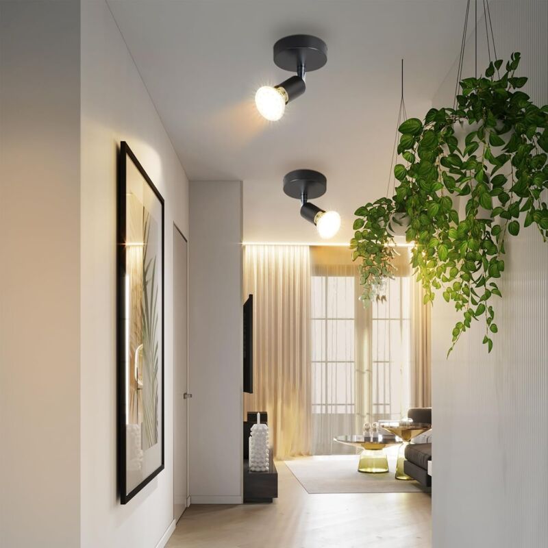 Gbly - Plafonnier led - spot de plafond orientable 1 flamme GU10 lampe de couloir spot industriel orientable 350° spot mural pour cuisine couloir